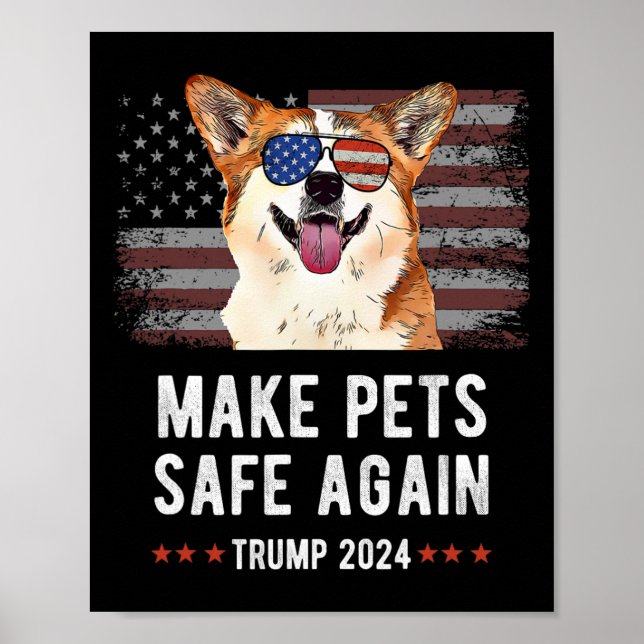 Gör husdjur Säkra igen Corgi Hund Trump 2024 Poster (Framsidan)