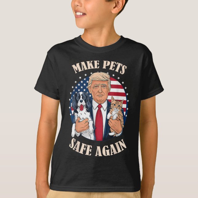 Gör husdjur Säkra igen, katt och Hundar 2024-debat T Shirt (Framsida)