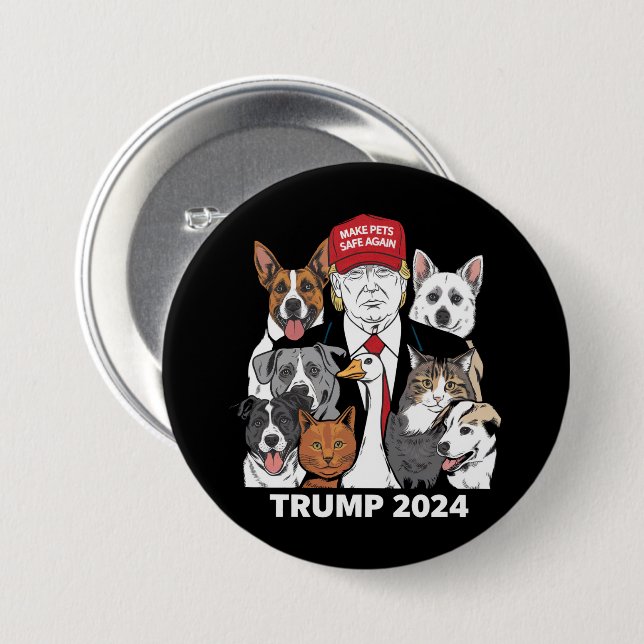 Gör husdjur säkra igen Trump 2024 Rädda våra husdj Knapp (Framsida & baksida)