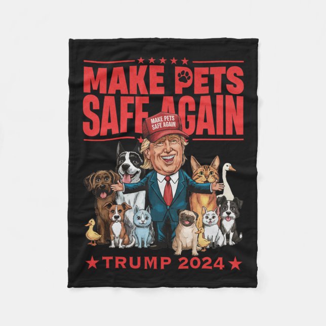 Gör husdjur Säkra igen Trump 2024 Spara våra husdj Fleecefilt (Framsidan)