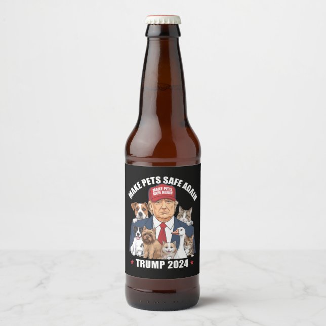 Gör husdjur Säkra igen Trump 2024 Spara våra husdj Ölflaska Etikett (Framsida)