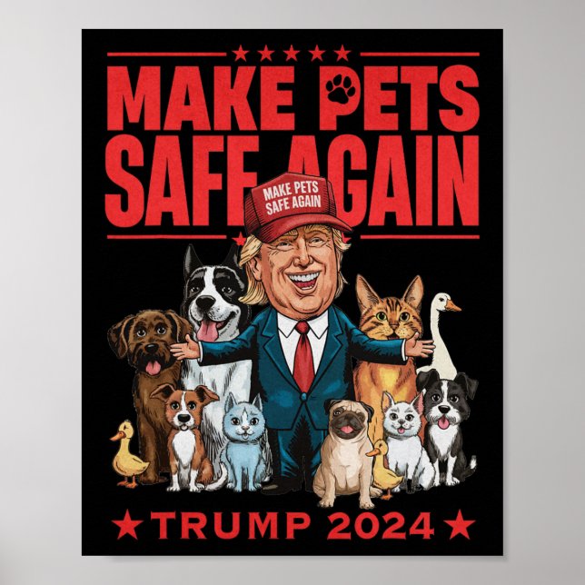Gör husdjur säkra igen Trump 2024 Spara våra husdj Poster (Framsidan)
