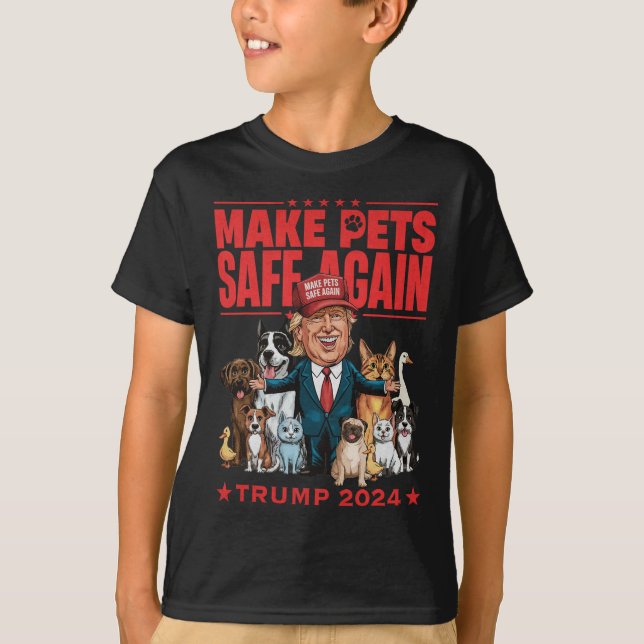 Gör husdjur Säkra igen Trump 2024 Spara våra husdj T Shirt (Framsida)