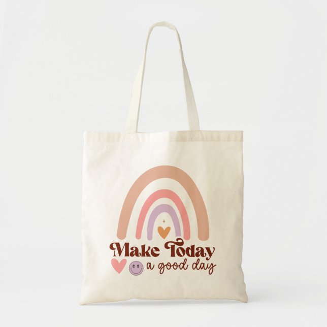 Gör i dag till Bran boho Rainbow Tote Bag Tygkasse (Framsidan)