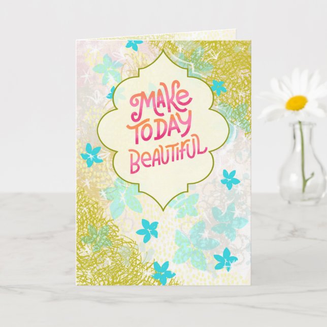 Gör Idag Vacker - Handstavad Inspiration Kort (Liten växt)