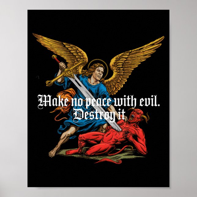 Gör Ingen Fred Med Ondskan Ärkeängel Mikael Jesus  Poster (Framsidan)