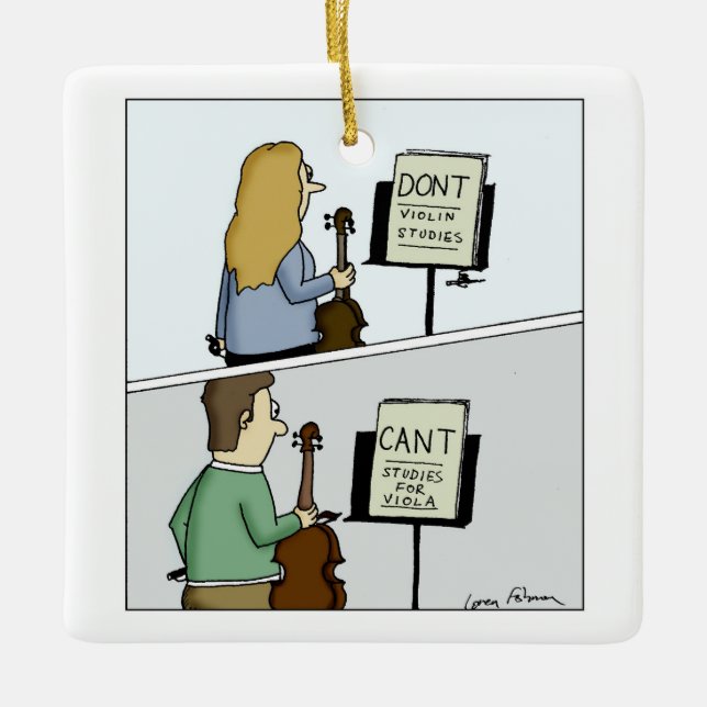 Gör inte och Cant Sutdies för fiol och Viola Julgransprydnad Keramik (Framsida)