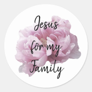 Gör Jesus till herren över familjen Rund dekal Runt Klistermärke