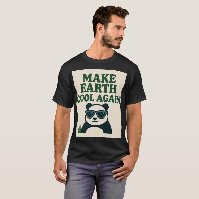 Gör jordens Coola igen - Lustigt Eco Panda Design T Shirt (Hel framsida)