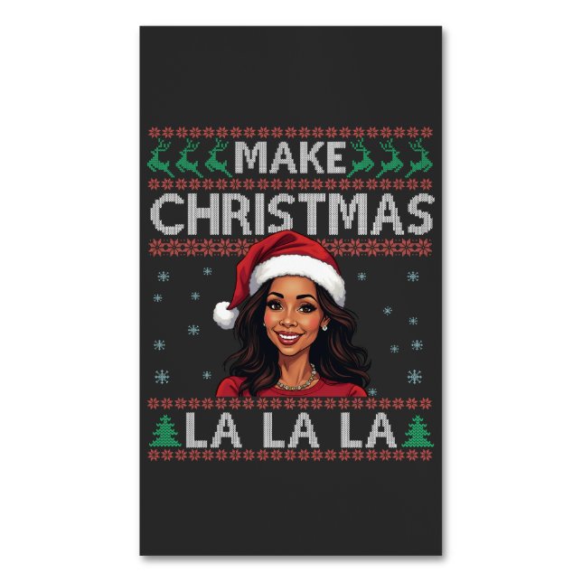 Gör jul La La Ugly Julafton Sweater Kamala Magnetiska Visitkort (Framsida vertikal)