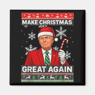 Gör julen stor igen med Trump och snöflingor Magnet