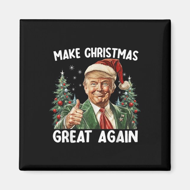 Gör julen stor igen rolig jultomte Trump 2025  Magnet (Framsidan)