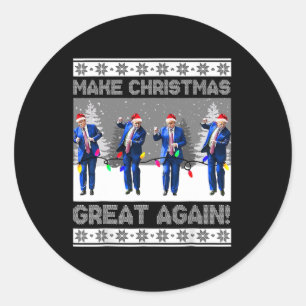Gör julen stor igen skjorta Trump dans Xmas  Runt Klistermärke