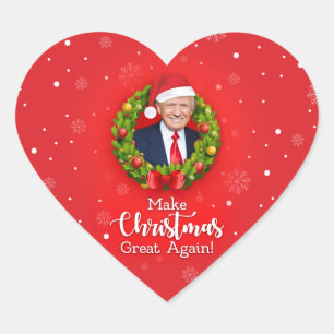 Gör julen stor igen Trump MAGA rolig present Hjärtformat Klistermärke