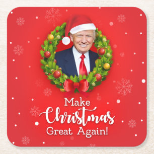 Gör julen stor igen Trump MAGA rolig present Underlägg Papper Kvadrat