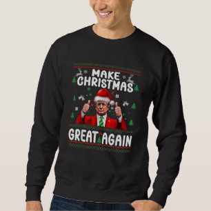 Gör julen stor igen Xmas rolig Trump Pyjamas Lång Ärmad Tröja