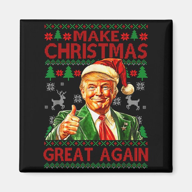 Gör julen stor igen Xmas rolig Trump Pyjamas Magnet (Framsidan)
