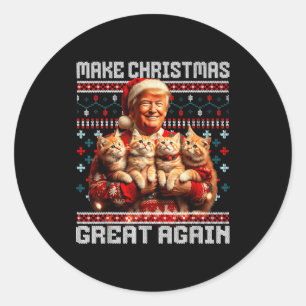 Gör julen stor igen Xmas rolig Trump Pyjamas Runt Klistermärke