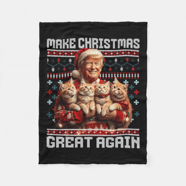 Gör julen Underbar igen Julafton Funny Trump Pajam Fleecefilt (Framsidan)