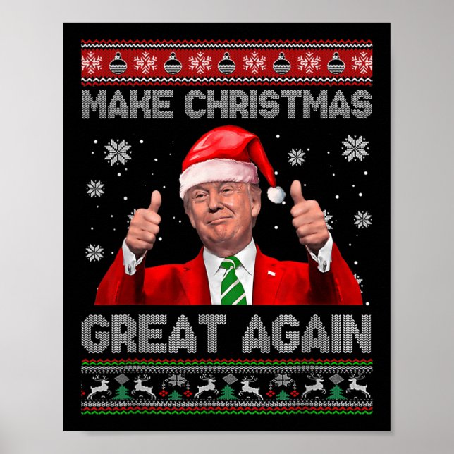 Gör julen Underbar igen Julafton Funny Trump Pajam Poster (Framsidan)