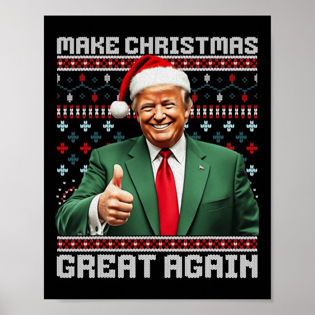 Gör julen Underbar igen Julafton Funny Trump Pajam Poster (Framsidan)