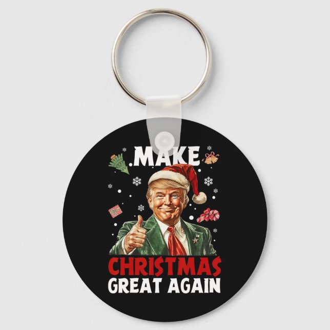 Gör julen Underbar igen, jultomten, Trump Julafton Nyckelring (Framsida)