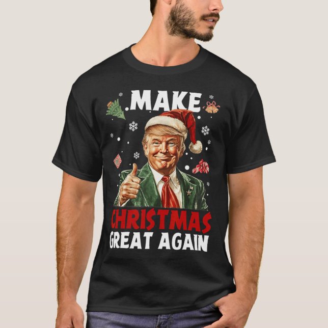 Gör julen Underbar igen, jultomten, Trump Julafton T Shirt (Framsida)