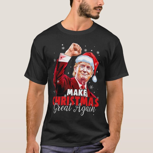 Gör julen Underbar igen, jultomten, Trump Julafton T Shirt (Framsida)