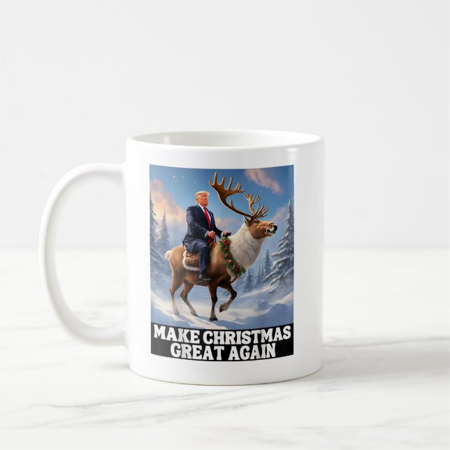 Gör julen Underbar igen, roligt, tomten Trump Kaffemugg (Vänster)