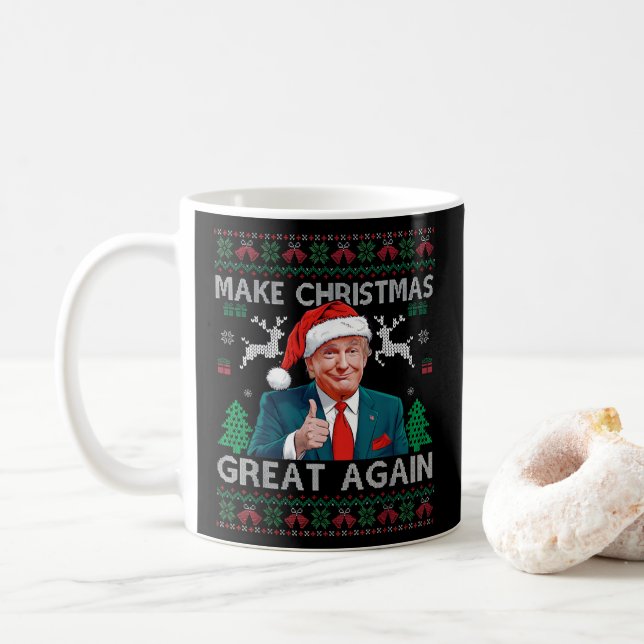 Gör julen Underbar igen, roligt Trump Julafton Kaffemugg (Med munk)