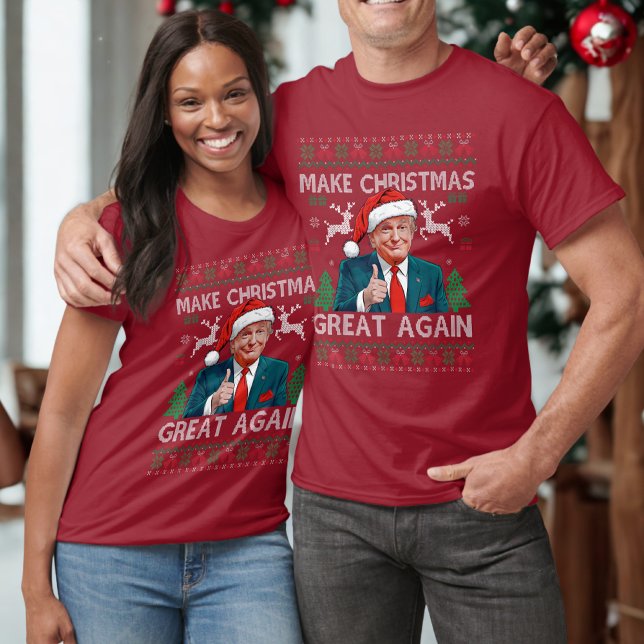 Gör julen Underbar igen, roligt Trump Julafton Red T Shirt (Skapare uppladdad)