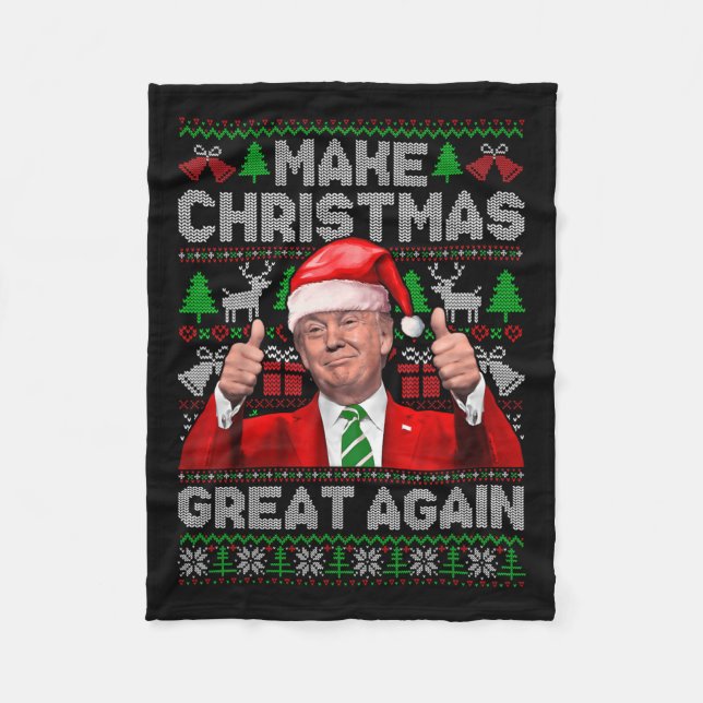 Gör julen Underbar igen, roligt Trump Julafton Snö Fleecefilt (Framsidan)