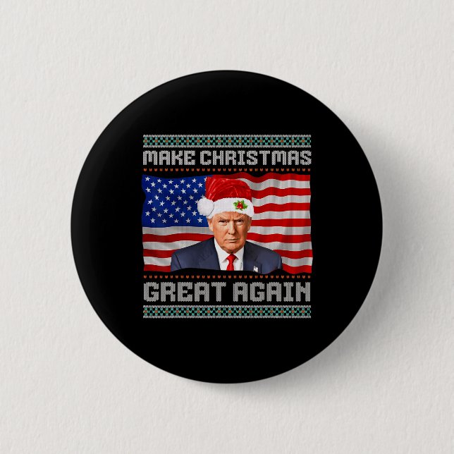 Gör julen Underbar igen, roligt Trump Julafton Snö Knapp (Framsida)