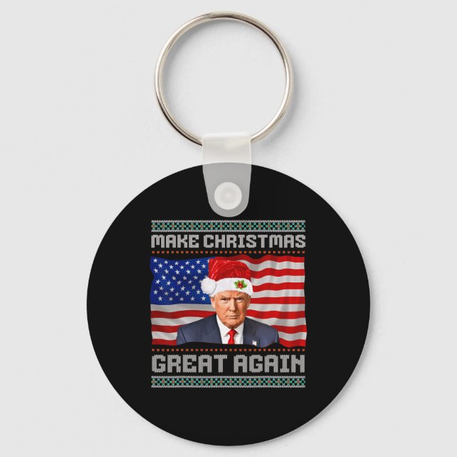 Gör julen Underbar igen, roligt Trump Julafton Snö Nyckelring (Framsida)