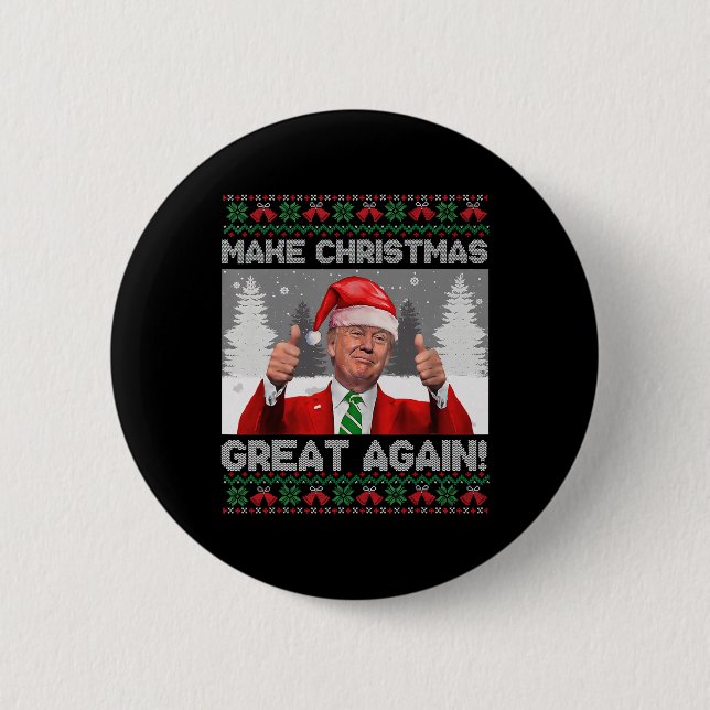 Gör julen Underbar igen, roligt Trump Pajamas Ugl Knapp (Framsida)