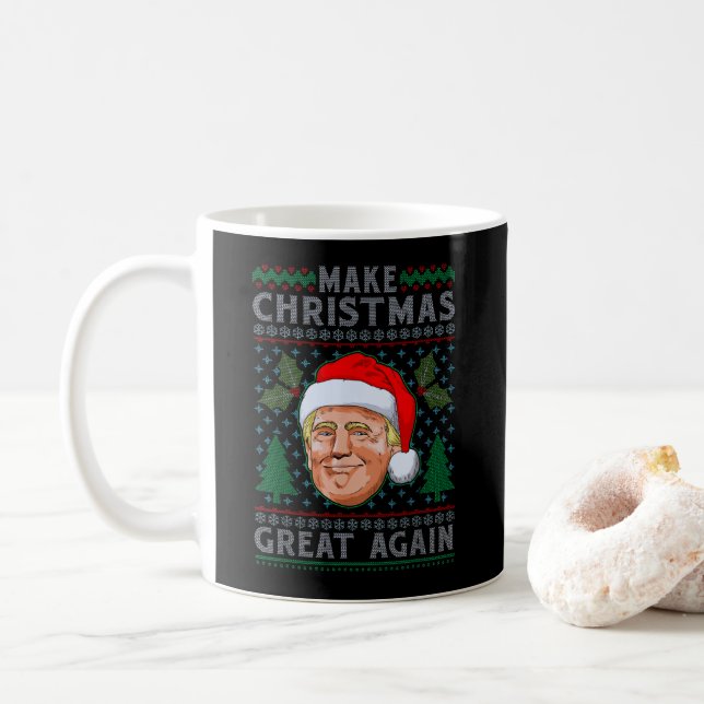 Gör julen Underbar igen, roligt Trump Ugly Julafto Kaffemugg (Med munk)