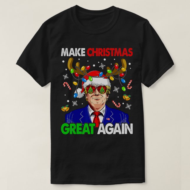 Gör julen Underbar igen, roligt Trump Ugly Kristus T Shirt (Design framsida)