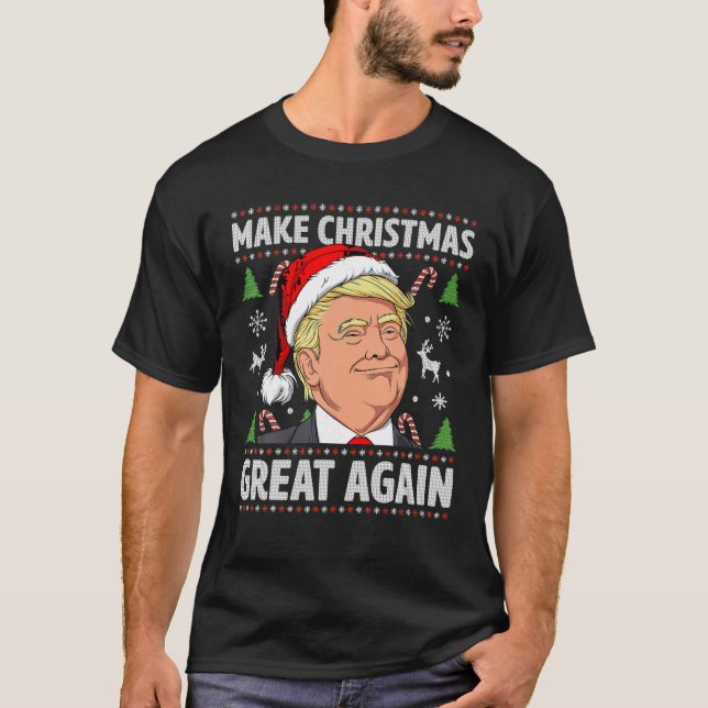 Gör julen Underbar igen, roligt Trump Ugly Kristus T Shirt (Framsida)