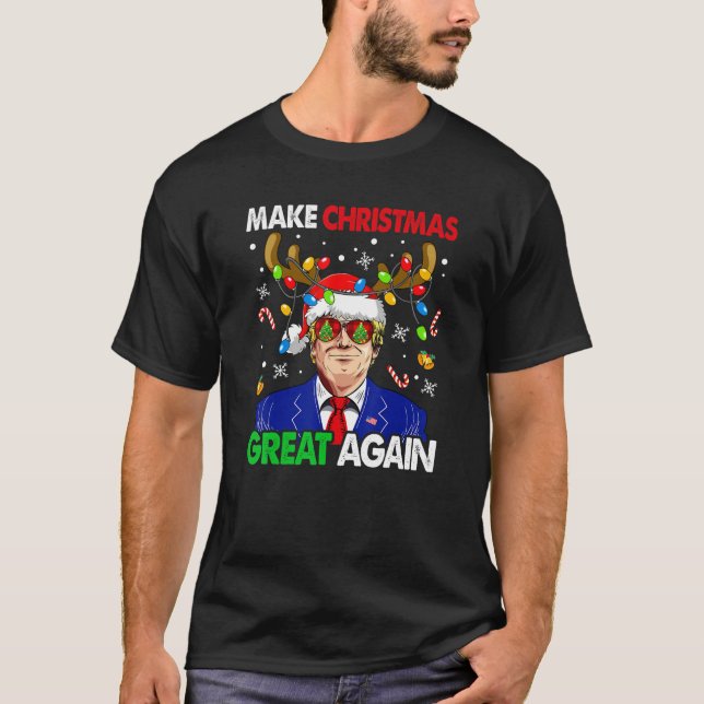 Gör julen Underbar igen, roligt Trump Ugly Kristus T Shirt (Framsida)