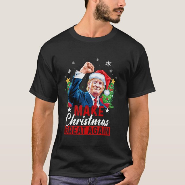 Gör julen Underbar igen, roligt Trump Ugly Kristus T Shirt (Framsida)
