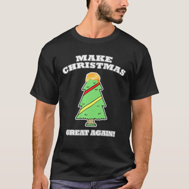 Gör julen Underbar igen Träd med Dekorationer t Shirt (Framsida)