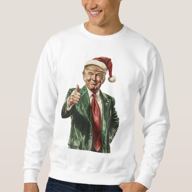 Gör julen Underbar igen, Trump jul Sweater Lång Ärmad Tröja (Framsida)