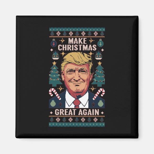 Gör julen Underbar igen Trump Ugly jul Sw Magnet (Framsidan)