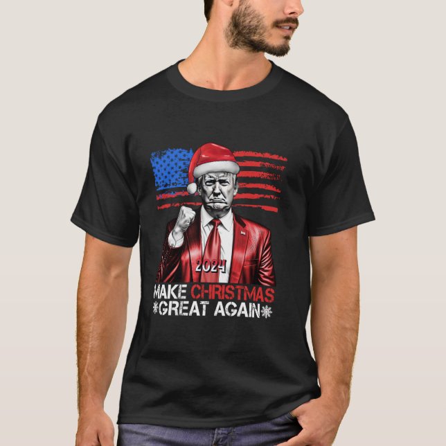 Gör julklappen till Trump Jultomten Amer T Shirt (Framsida)