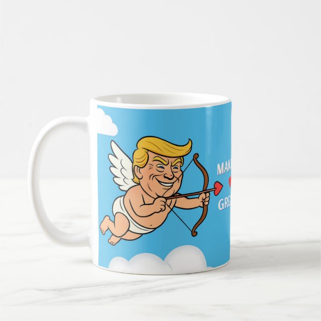 Gör kärlek bra igen – rolig Cupid-parodi-mugg Kaffemugg (Vänster)