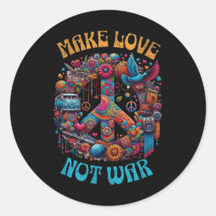 Gör Kärlek inte Krig - 70-talets Hippie Retro Peac Runt Klistermärke
