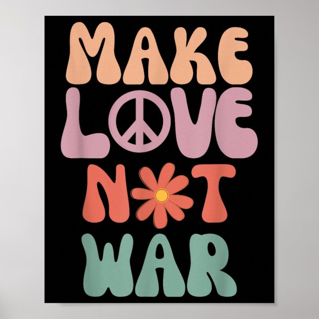 Gör Kärlek inte Krig Hippie 70-talets fredliga Dai Poster (Framsidan)