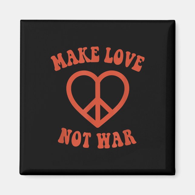Gör Kärlek inte Krig Retro Hippie-Fredsteckenet Magnet (Framsidan)