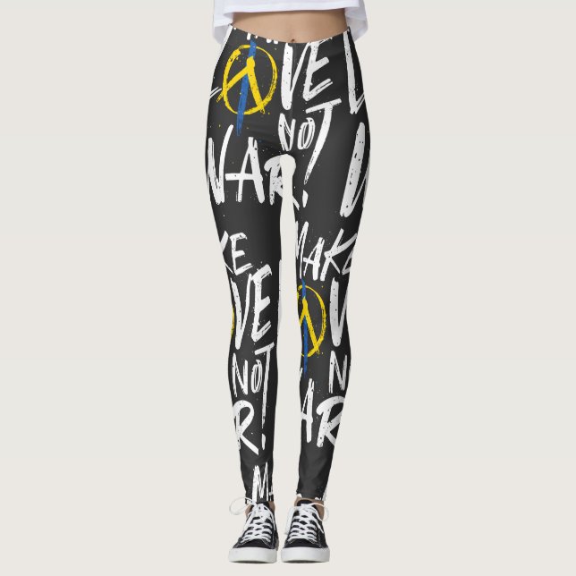 Gör Kärlek inte Krig stödja Ukraina Leggings (Framsida)