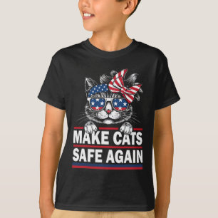 Gör kattarna Säkra igen, roligt, Cat Lover USA fla T Shirt